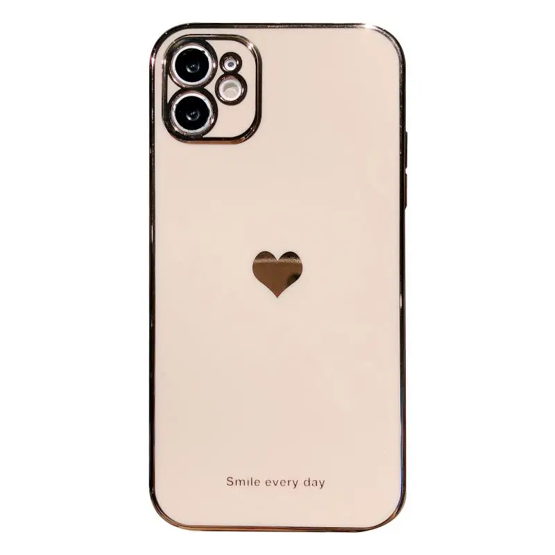 Electroplated Love Heart Phone Case for Iphone 12pro 12 11 