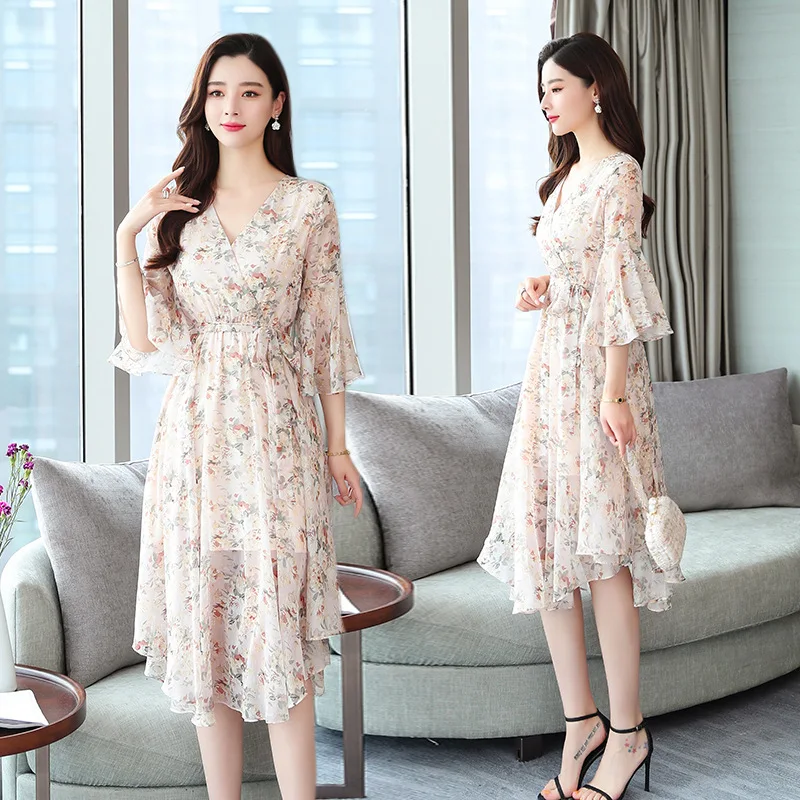 2019 Summer Wear New Style Korean-style Floral-Print Mid-length Elegant Waist Hugging Slimming Popular Hipster Fairy Dress
2019 Summer Wear New Style Korean-style Floral-Print Mid-length Elegant Waist Hugging Slimming Popular Hipster Fairy Dress