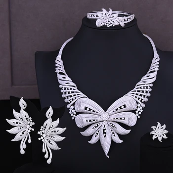 Siscathy 4Pcs Luxury Cubic Zirconium Necklace/Earrings/Ring/Bracelet For Women Engagement Nigeria Jewelry Sets High Quality 2019 
Siscathy 4Pcs Luxury Cubic Zirconium Necklace/Earrings/Ring/Bracelet For Women Engagement Nigeria Jewelry Sets High Quality 2019