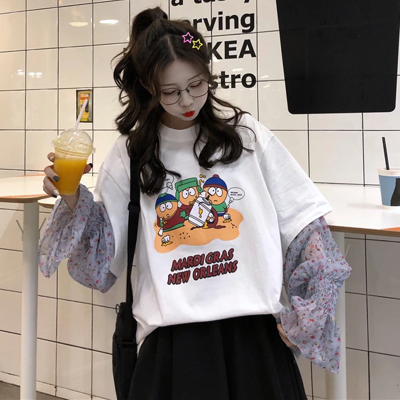 Autumn T Shirt Women Clothing 2019 Korean Style Ulzzang Harajuku Fake Two Chiffon Sleeve T-shirt Female Loose White T-shirts
Autumn T Shirt Women Clothing 2019 Korean Style Ulzzang Harajuku Fake Two Chiffon Sleeve T-shirt Female Loose White T-shirts