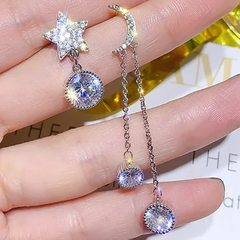 Exquisite Shining Crystal Moon Star Drop Earrings Asymmetric Tassel Earrings For Women Boho Wedding Jewelry Long Dangle Earrings
Exquisite Shining Crystal Moon Star Drop Earrings Asymmetric Tassel Earrings For Women Boho Wedding Jewelry Long Dangle Earrings