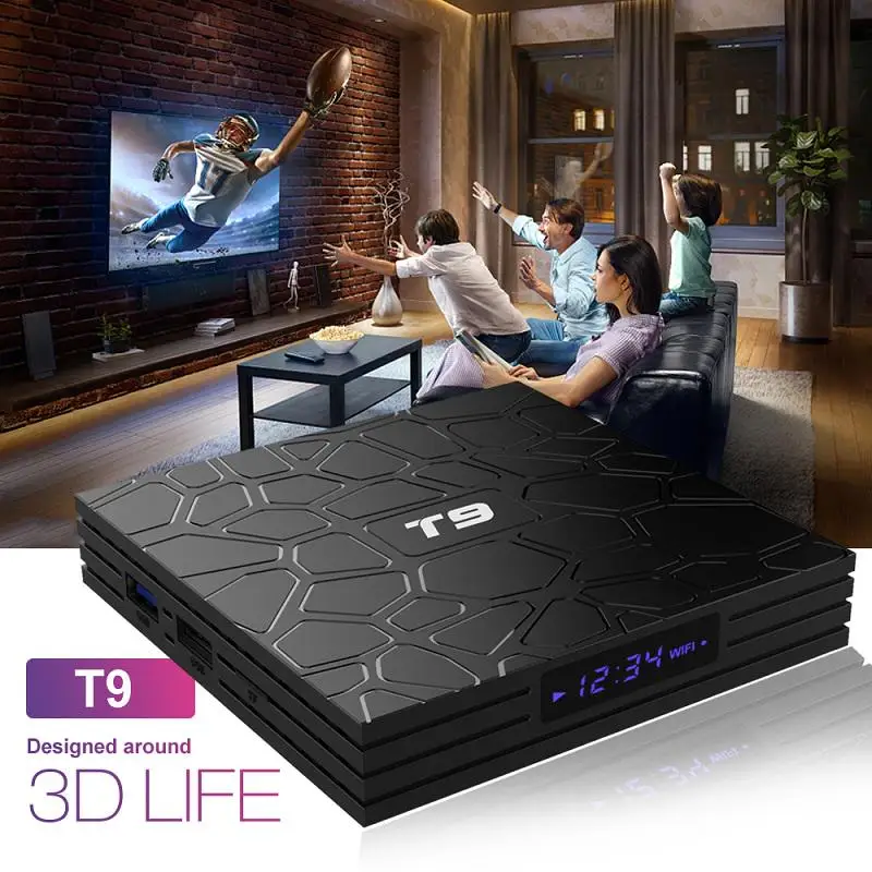 T9 RKchip 4GB RAM 64GB ROM Android 9.0 TV Box Quad Core 4G/32G USB 3.0 Smart 4K Set Top Box 2.4G/5G Dual WIFI Bluetooth
T9 RKchip 4GB RAM 64GB ROM Android 9.0 TV Box Quad Core 4G/32G USB 3.0 Smart 4K Set Top Box 2.4G/5G Dual WIFI Bluetooth