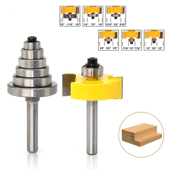 Rabbet Router Bit With 6 Bearings Set -1/2"H - 1/4" Shank Woodworking Cutter Tenon Cutter For Woodworking Tools
Rabbet Router Bit With 6 Bearings Set -1/2"H - 1/4" Shank Woodworking Cutter Tenon Cutter For Woodworking Tools