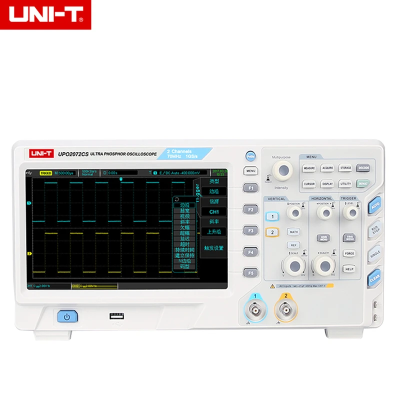 UPO2000CS Series Digital Phosphor Oscilloscope UPO2072CS/UPO2074CS/UPO2104CS/UPO2202CS 2/4 Analog Holes 1GS/s 50000wfms/s
UPO2000CS Series Digital Phosphor Oscilloscope UPO2072CS/UPO2074CS/UPO2104CS/UPO2202CS 2/4 Analog Holes 1GS/s 50000wfms/s