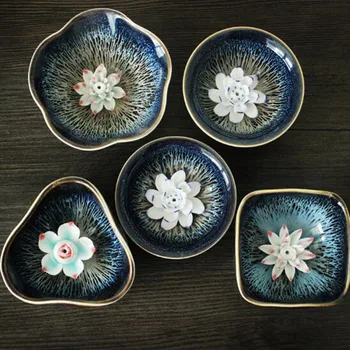 Ceramic Kiln Change Crafts Oil Drop Tianmu Aroma Burner Floral Cup Dish Incense Holder with Small Lotus Base Home Decor
Ceramic Kiln Change Crafts Oil Drop Tianmu Aroma Burner Floral Cup Dish Incense Holder with Small Lotus Base Home Decor