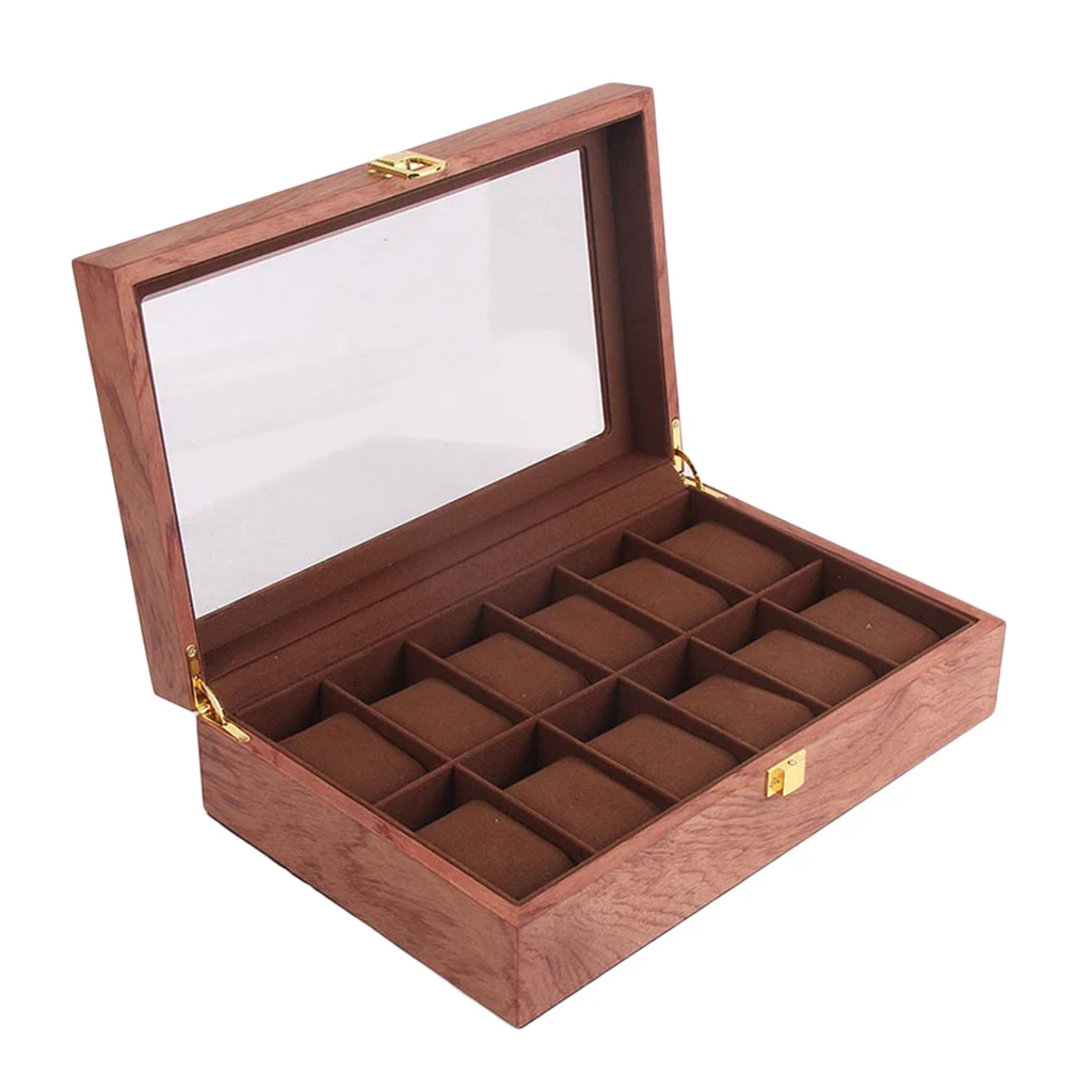 Novelty Watch Box, Executive Watch Case with Valet, Glass Topped Wooden Watch