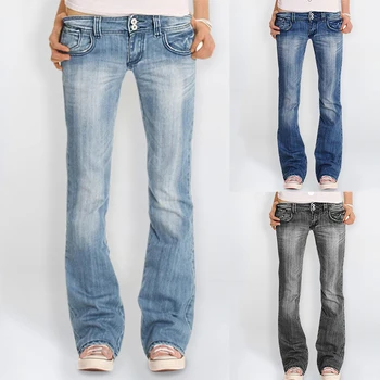 Ladies Denim Trousers jean Low Waist Flared Pants Long Jeans Wide Leg Stretch Slim Flare Pants Casual Light Blue Large Size
Ladies Denim Trousers jean Low Waist Flared Pants Long Jeans Wide Leg Stretch Slim Flare Pants Casual Light Blue Large Size