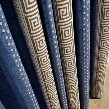 Luxury Chinese Thick Chenille Striped Geometric Blackout Curtains High-end Jacquard Fabric For Living Room Bedroom Navy/Pink#4 
Luxury Chinese Thick Chenille Striped Geometric Blackout Curtains High-end Jacquard Fabric For Living Room Bedroom Navy/Pink#4