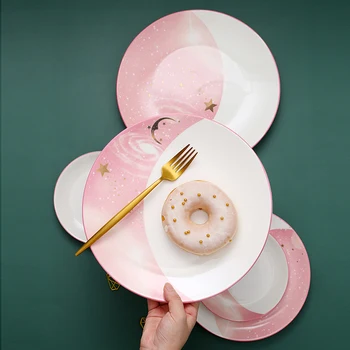 6/8/10 inch Starry Porcelain Dinner Plate Round Dishes and Plates Dessert Steak Bread Dinner Plates Home Dinnerware Blue an Pink
6/8/10 inch Starry Porcelain Dinner Plate Round Dishes and Plates Dessert Steak Bread Dinner Plates Home Dinnerware Blue an Pink