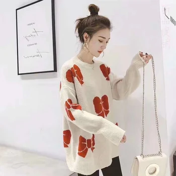 Sweet Style Bow Pattern Women's Knit Pullover Fashion Trend Round Neck Long Sleeve Sweater Knitting Coats
Sweet Style Bow Pattern Women's Knit Pullover Fashion Trend Round Neck Long Sleeve Sweater Knitting Coats