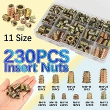 230PCS Assorted Flanged Hex Drive Head Furniture Nuts M4 M6 M8 M10 Zinc alloyl Thread For Wood Insert Nut
230PCS Assorted Flanged Hex Drive Head Furniture Nuts M4 M6 M8 M10 Zinc alloyl Thread For Wood Insert Nut