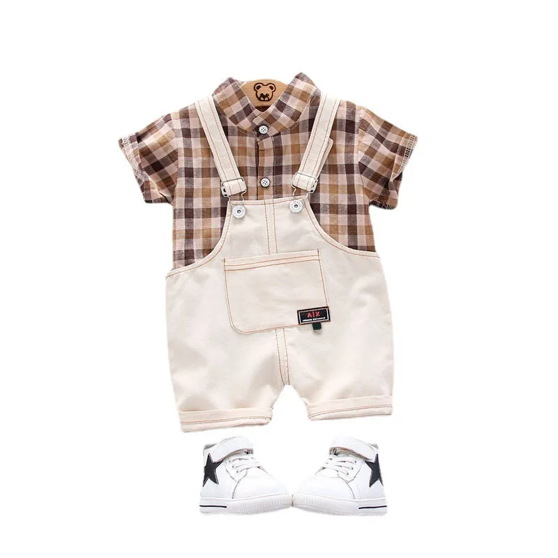Summer Newborn Baby Boys Clothes Children Fashion Plaid Shirt Bib Shorts 2pce/set Toddler Casual Garment Clothing Kids Tracksuit
Summer Newborn Baby Boys Clothes Children Fashion Plaid Shirt Bib Shorts 2pce/set Toddler Casual Garment Clothing Kids Tracksuit