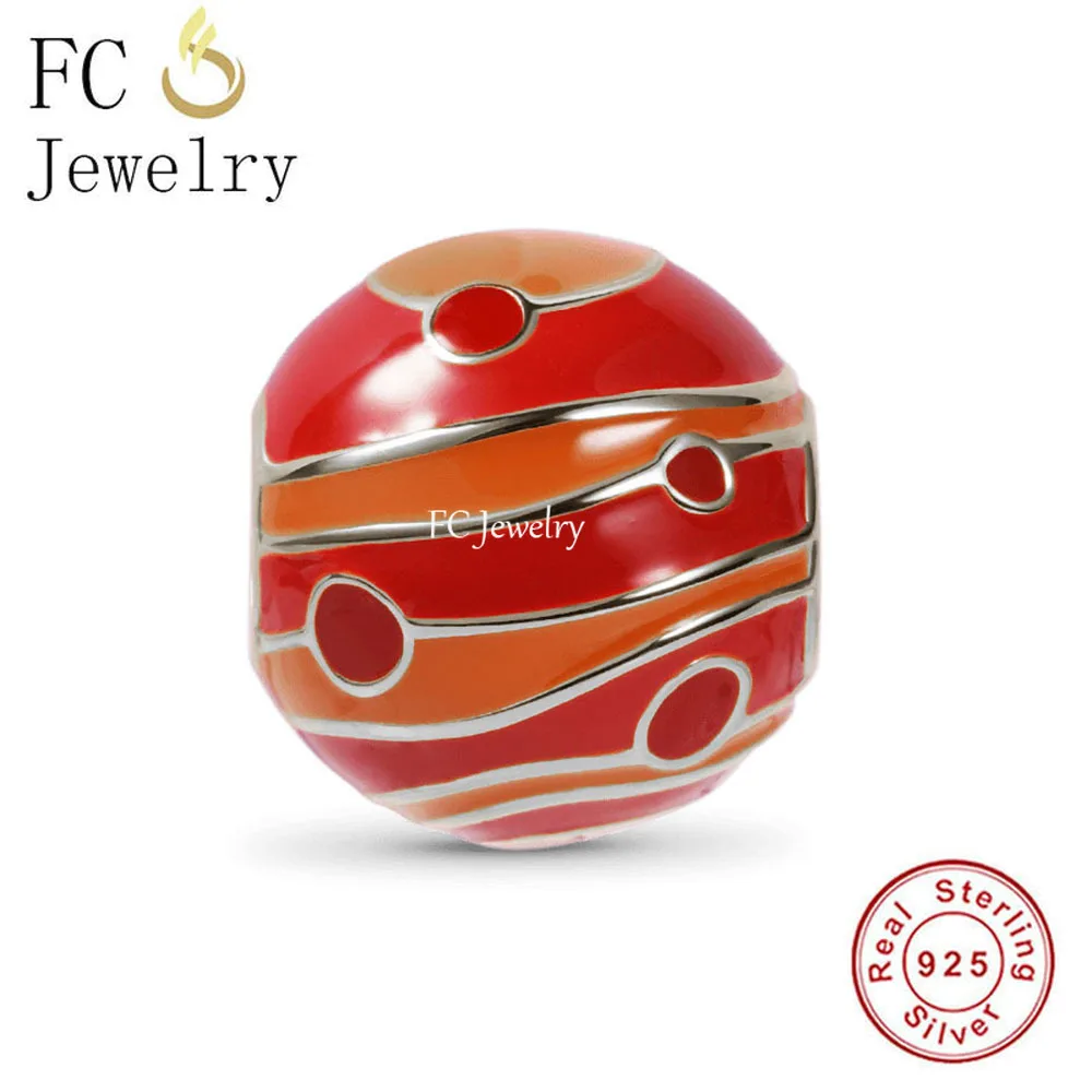 

FC Jewelry Fit Original Pan Charms Bracelet Real 925 Silver Enamel Mars Universe Planet Bead For Making Women Berloque 2022