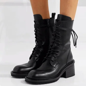 SHUNRUYAN Women Winter Short Boots High Heels Leather women's boots round head with Lace up Martin boots
SHUNRUYAN Women Winter Short Boots High Heels Leather women's boots round head with Lace up Martin boots