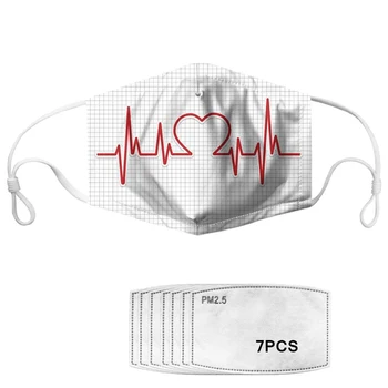 Adults Face Mask with PM2.5 7PCS Filter Soft Breathable Anti- dust Mask 2020 Women Men Mask Love Heart Beat Printing 
Adults Face Mask with PM2.5 7PCS Filter Soft Breathable Anti- dust Mask 2020 Women Men Mask Love Heart Beat Printing