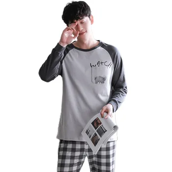 Autumn Men's Pajamas Black And White Plaid Trousers, Cotton Long-Sleeved Plus Size Two-Piece Suit
Autumn Men's Pajamas Black And White Plaid Trousers, Cotton Long-Sleeved Plus Size Two-Piece Suit
