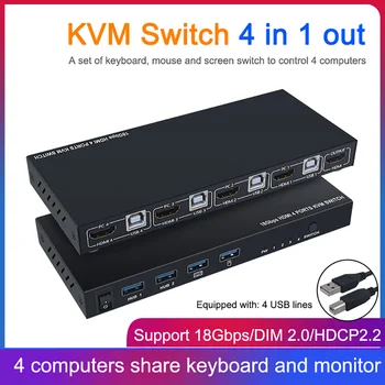 18Gbps 4K 60Hz Ultra HD Metal Case 4 Input 1 Output KVM Switch HDMI 2.0 Screen Switcher Shared Keyboard Mouse
18Gbps 4K 60Hz Ultra HD Metal Case 4 Input 1 Output KVM Switch HDMI 2.0 Screen Switcher Shared Keyboard Mouse