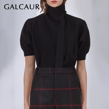 GALCAUR Pullovers Female Oversize Turtleneck Lace Up Half Puff Sleeve Knitted Sweater For Women 2020 Spring Fashion
GALCAUR Pullovers Female Oversize Turtleneck Lace Up Half Puff Sleeve Knitted Sweater For Women 2020 Spring Fashion