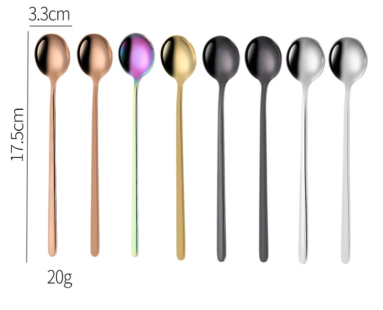 Description Picture 6 of item304 Stainless steel dinnerware set spoon tea spoon Dessert coffee ice cream spoons Kitchen accessories Bar tools new long handle