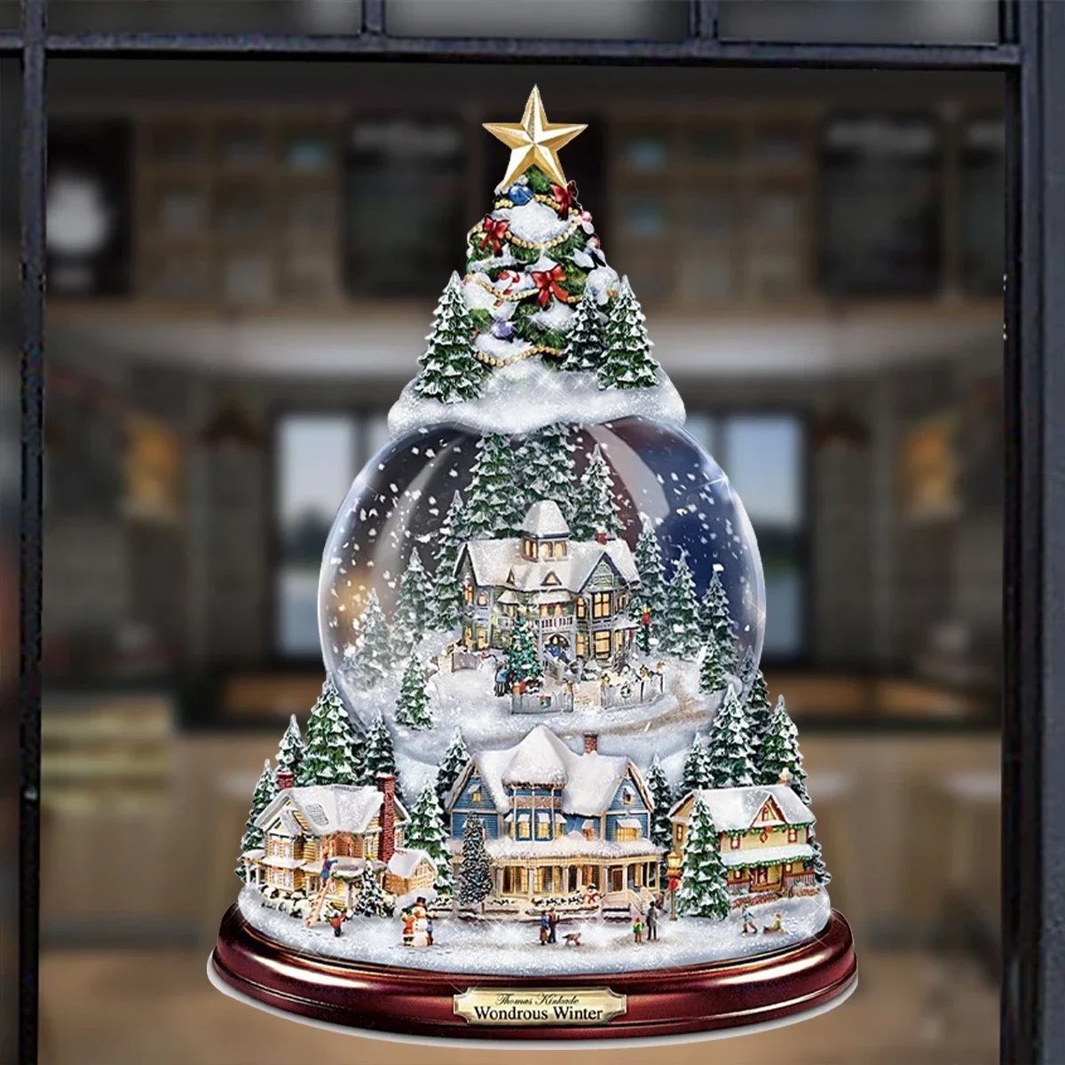 20x30cm Christmas Stickers Crystal Tree Santa Claus Snowman Rotating Xmas Window Paste Winter New Year Home Decoration |