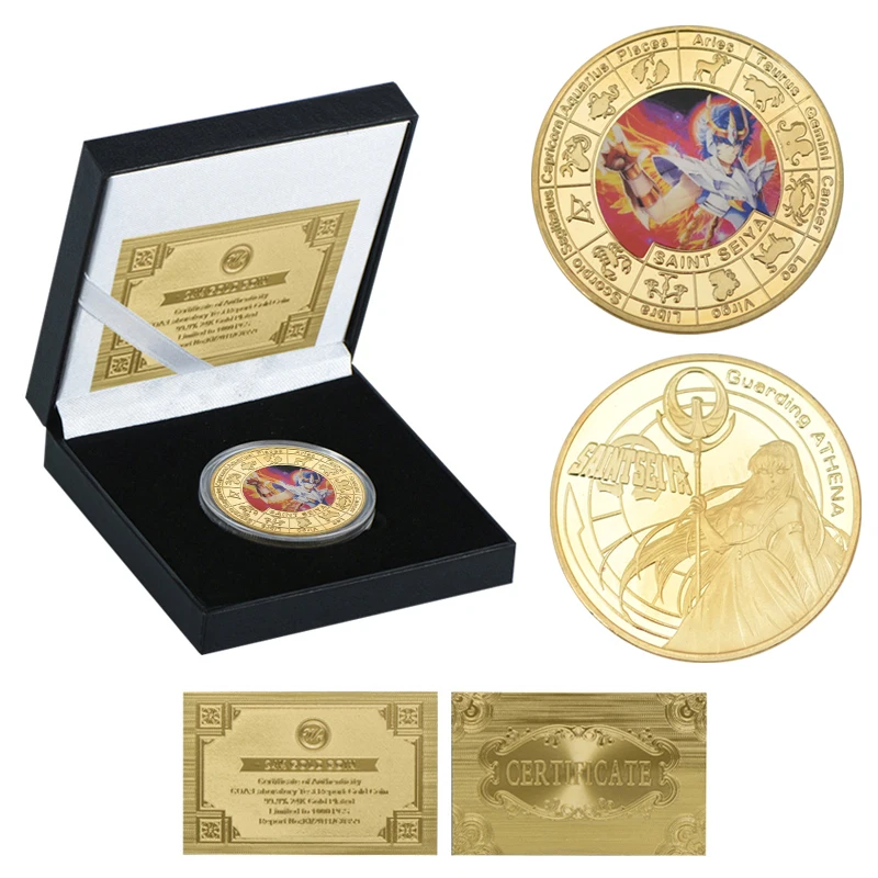 5 Pièces Saint Seiya Metal Gold Coins 1 Billet Chevaliers du Zodiaque 