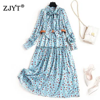 Europe Style Fashion Women Dress 2020 Spring New Designers Long Sleeve Bow Neck Print Aline Casual Chiffon Dress Female Vestidos 
Europe Style Fashion Women Dress 2020 Spring New Designers Long Sleeve Bow Neck Print Aline Casual Chiffon Dress Female Vestidos