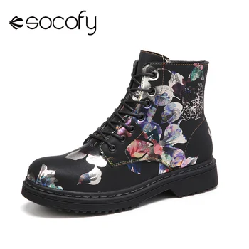 SOCOFY Flowers Printed Boots Wearable Lace-up Black Work Style Boots Ankle Boots Casual Outdoor Shoes Botas Mujer 2020
SOCOFY Flowers Printed Boots Wearable Lace-up Black Work Style Boots Ankle Boots Casual Outdoor Shoes Botas Mujer 2020