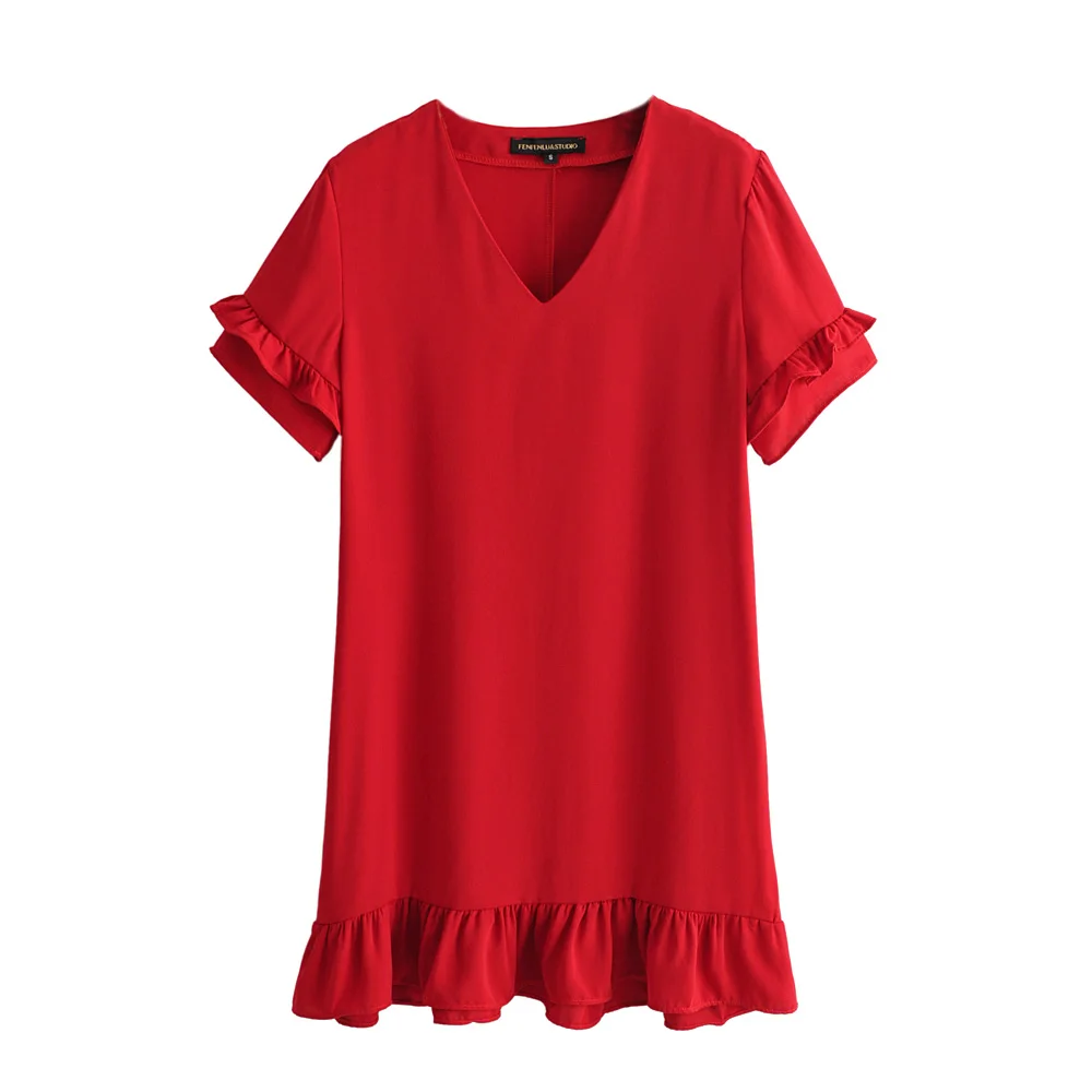 Early Autumn 2009 New Elegant V-collar Short Sleeve Lotus Leaf Layered Decorative Dress with Lotus Leaf
Early Autumn 2009 New Elegant V-collar Short Sleeve Lotus Leaf Layered Decorative Dress with Lotus Leaf