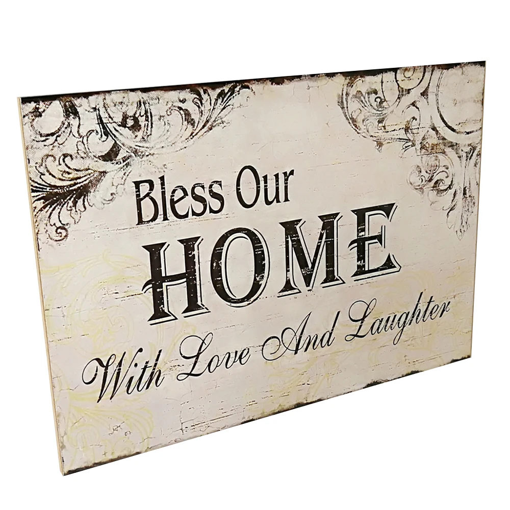 decorative wood wall hanging sign plaque bless our home with