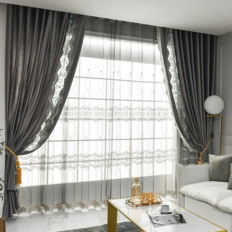 

Французские новые простые фланелевые шторы с вышивкой, занавески с вышивкой для гостиной, столовой, спальни, затемняющие шторы с вышивкой, 2022
