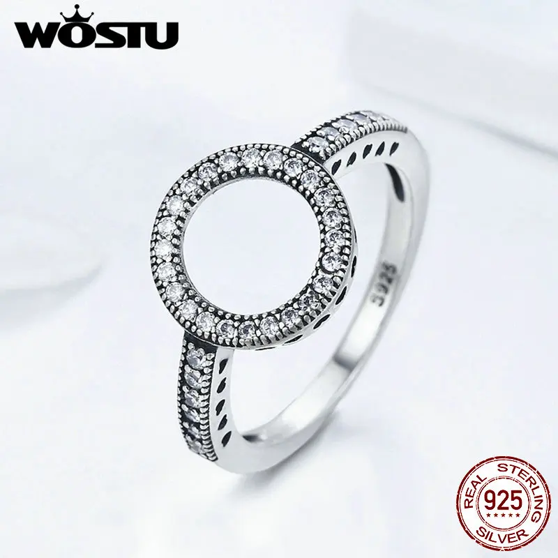 Женские кольца WOSTU из серебра 925 пробы с кольцом на палец модные украшения в