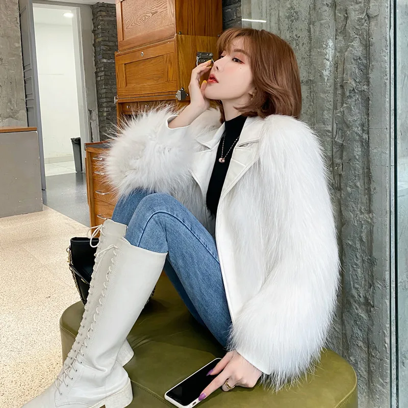 genuine leather jacket women's genuine raccoon fur coats (4)