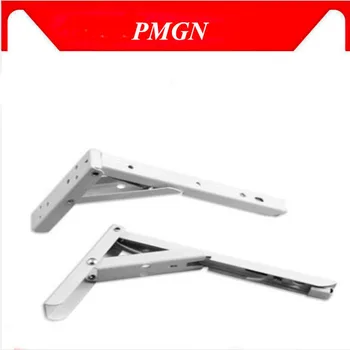 

2pcs/set 10inch White Thickened Steel Triangle Folding Shelf Bracket Wall Mounted Self Support Metal Angle Bracket with 8 Screws