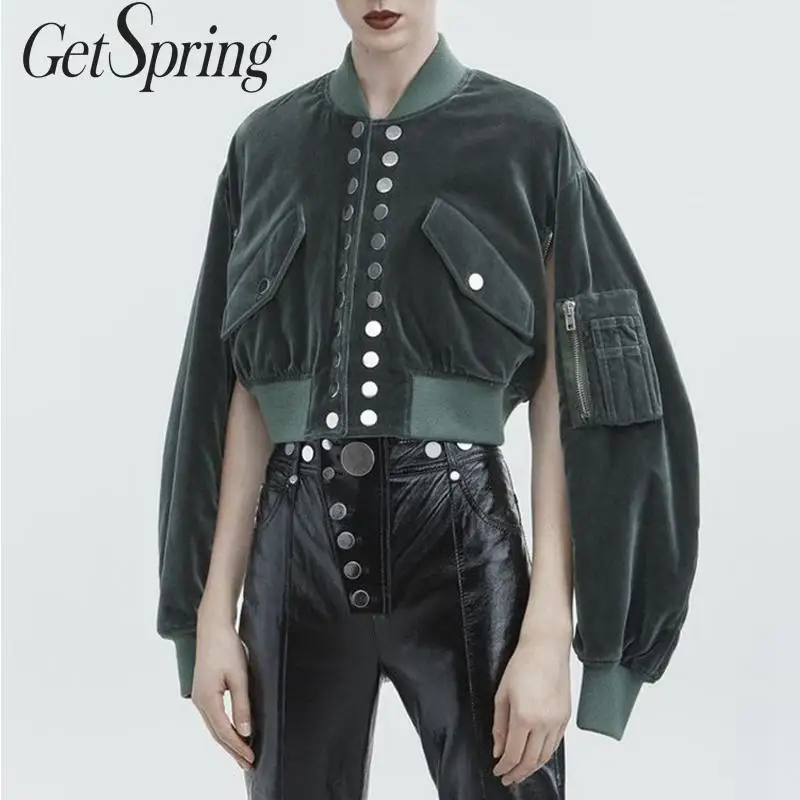 GetSpring Women Coat Velvet Double Breasted Baseball Jacket High Waist Long Sleeve Ladies Jackets Women Outerwears Autumn Winter
GetSpring Women Coat Velvet Double Breasted Baseball Jacket High Waist Long Sleeve Ladies Jackets Women Outerwears Autumn Winter