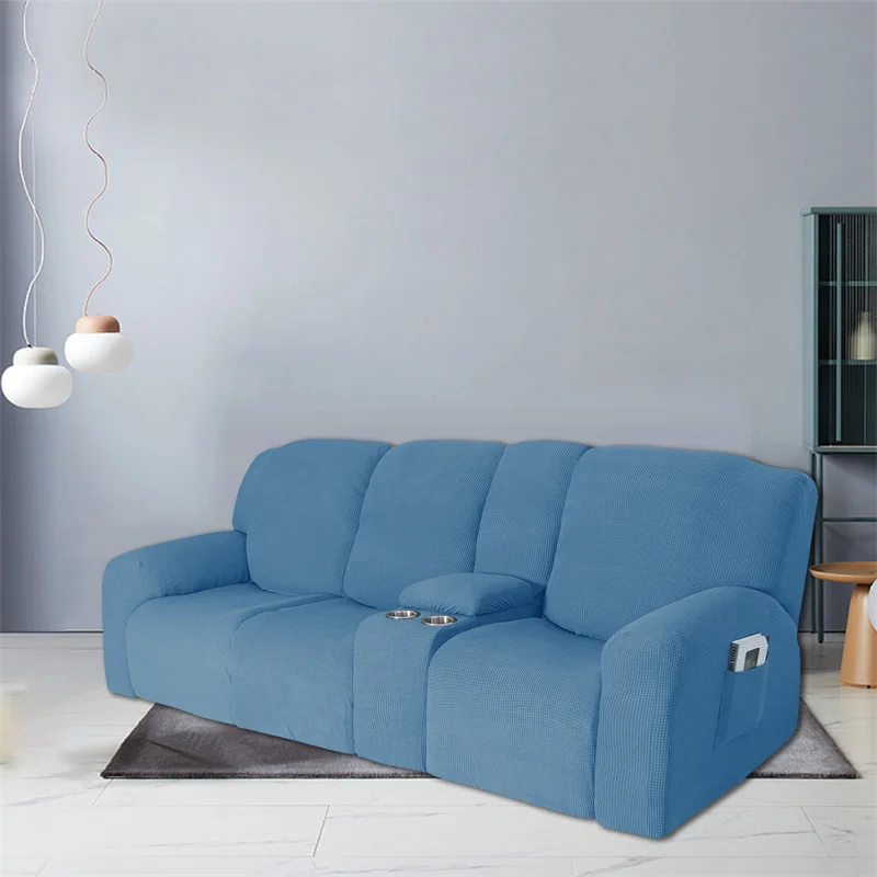 Housse extensible pour fauteuil inclinable 3 places, avec porte-gobelet, en polaire, pour salon Housse extensible pour fauteuil inclinable 3 places, avec porte-gobelet, en polaire, pour salon