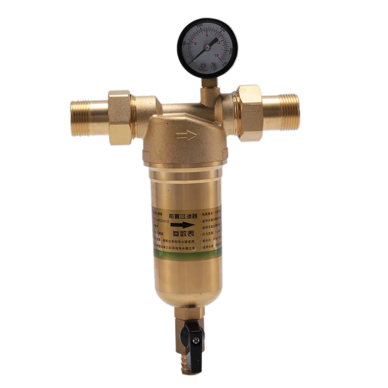 1 Inch to 3/4 Inch Full Copper Pre-Filter High Temperature Geothermal Floor Heating Filter Backwash Filter with Pressure Gauge
1 Inch to 3/4 Inch Full Copper Pre-Filter High Temperature Geothermal Floor Heating Filter Backwash Filter with Pressure Gauge