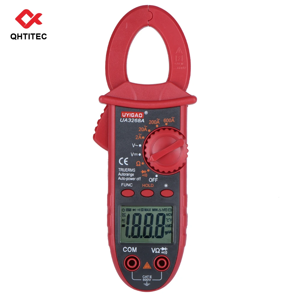 

QHTITEC UA3268A Clamp Meter 2000 Counts Manual Ranging Multimeter Digital AC DC Current Voltage Tester 600 Amps Handheld Tool