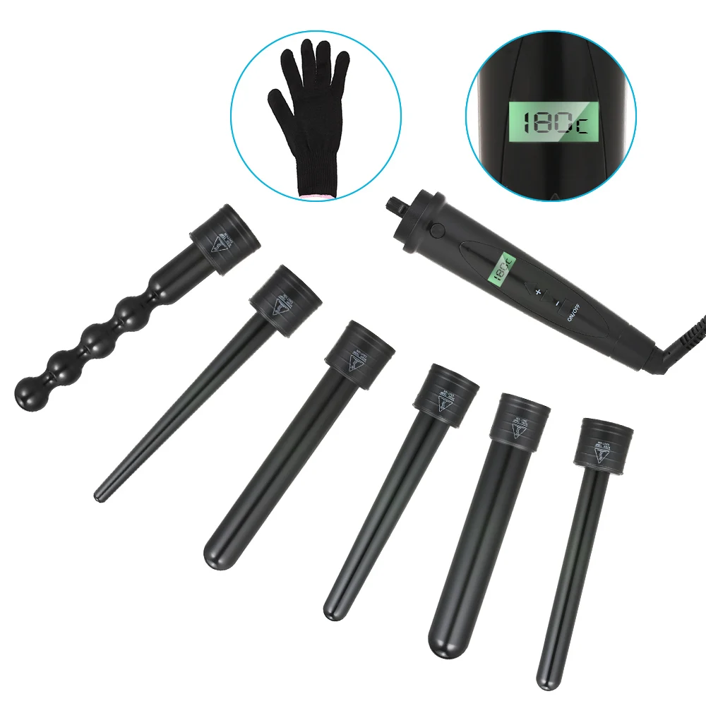 Hair Curling Iron Set 6 in 1 Interchangeable Wand Set with Heat-resistance Glove for Curls & Waves Hair Curler
Hair Curling Iron Set 6 in 1 Interchangeable Wand Set with Heat-resistance Glove for Curls & Waves Hair Curler