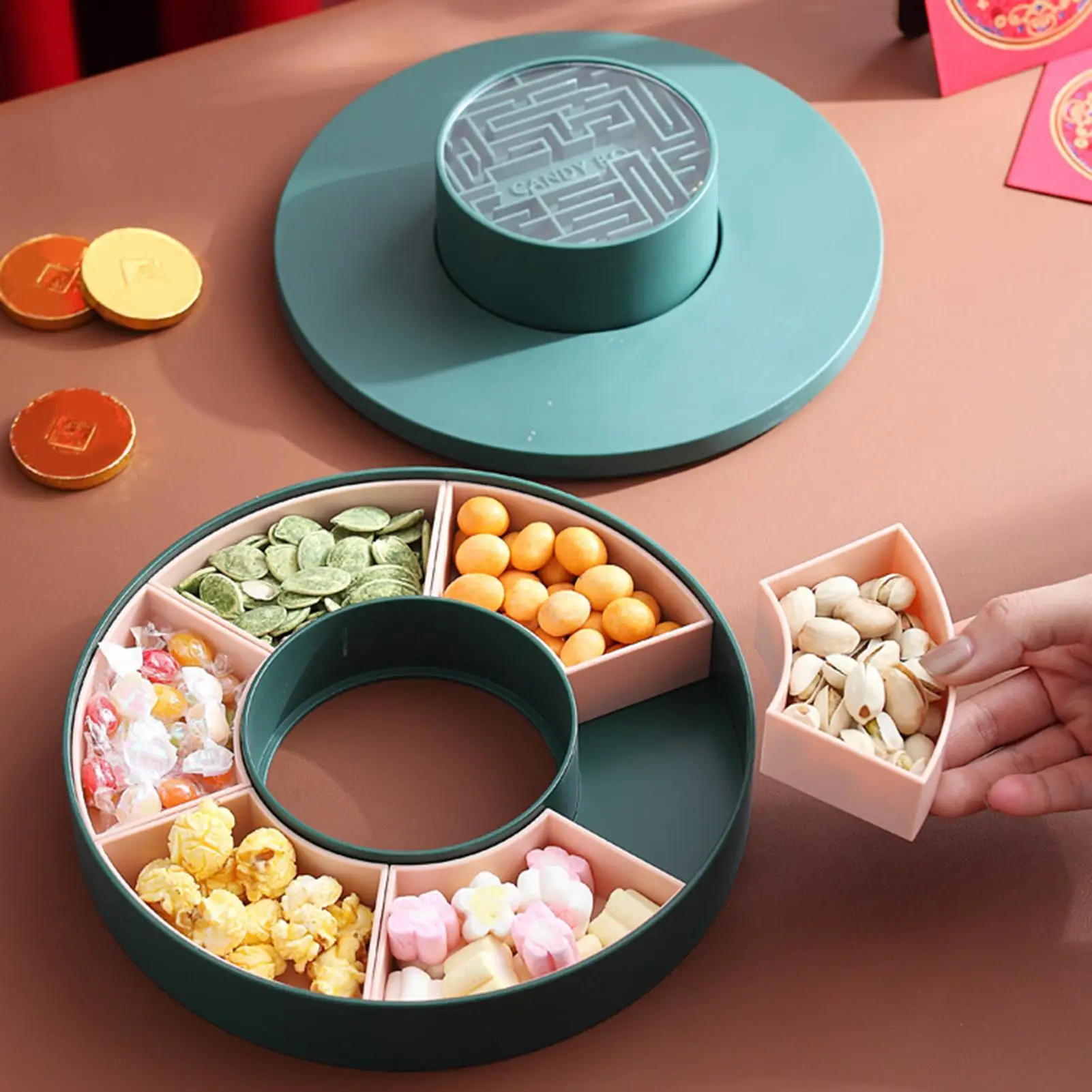 7 Compartments Fruit Snacks Candy Dessert Tray Storage Container Package Box With Lids Storage Organizer For New Year 
7 Compartments Fruit Snacks Candy Dessert Tray Storage Container Package Box With Lids Storage Organizer For New Year