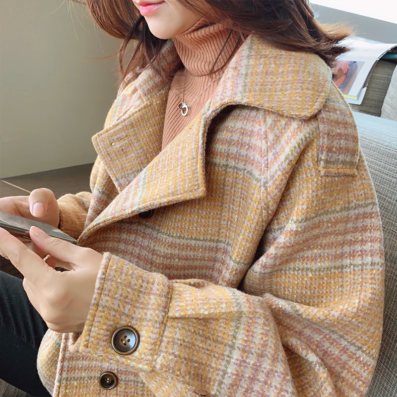 Mishow 2019 Winter Vintage Yellow Plaid Jacket Women Fashion Lapel Horn single breasted Long Sleeve Coat Tops MX19D9553
Mishow 2019 Winter Vintage Yellow Plaid Jacket Women Fashion Lapel Horn single breasted Long Sleeve Coat Tops MX19D9553