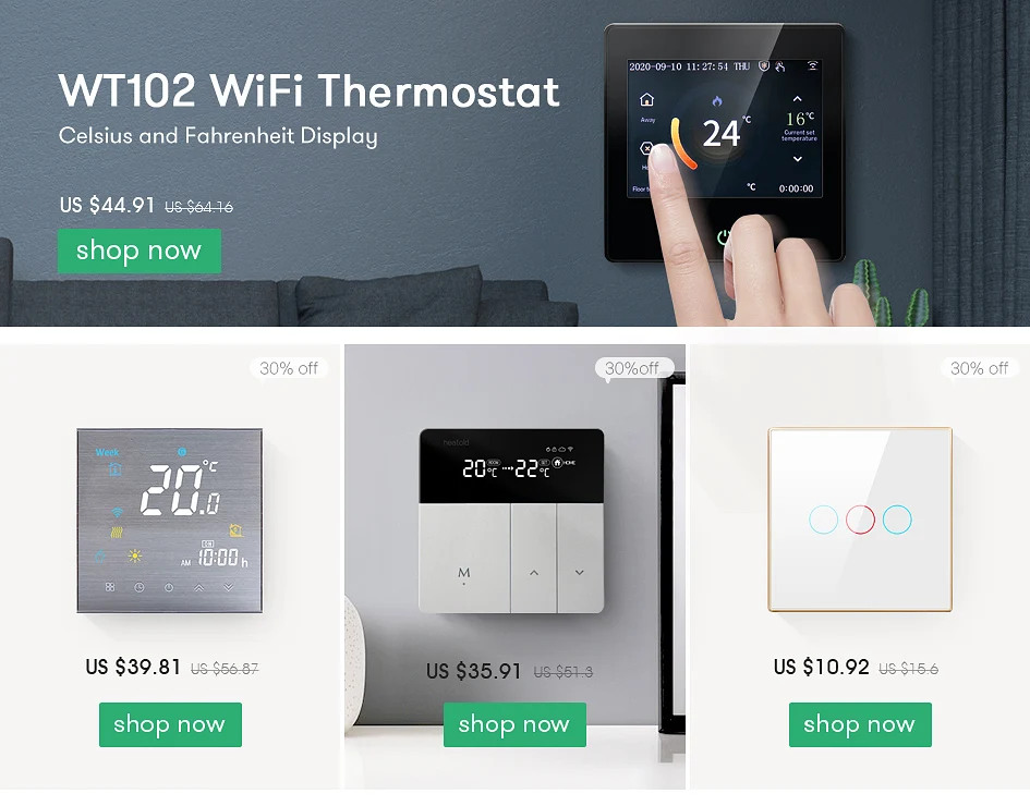 Умный термостат AVATTO Tuya с Wi-Fi, электрический нагреватель пола, водонагреватель/Газовый Бойлер с дистанционным управлением для Google Home, Alexa Умный термостат AVATTO Tuya с Wi-Fi, электрический нагреватель пола, водонагреватель/Газовый Бойлер с дистанционным управлением для Google Home, Alexa