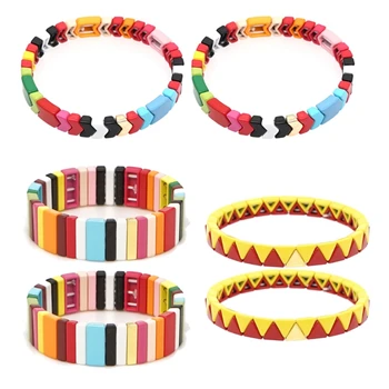 6Pc Bohemian Elastic Stretch Colorful Tile Enamel Bracelet Kit Stackable Jewelry
6Pc Bohemian Elastic Stretch Colorful Tile Enamel Bracelet Kit Stackable Jewelry