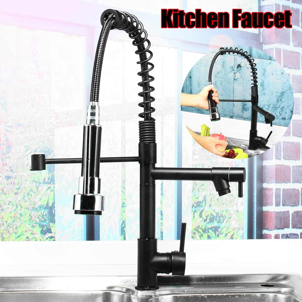 Black Spring Pull Out 360 Rotation Kitchen Faucet Water Tap Handheld Dual Spout Kitchen Water Outlet Mixer Taps Side Sprayer
Black Spring Pull Out 360 Rotation Kitchen Faucet Water Tap Handheld Dual Spout Kitchen Water Outlet Mixer Taps Side Sprayer