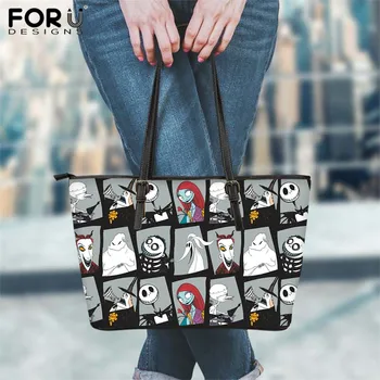 FORUDESIGNS PU Leather Large Handbag Nightmare Before Christmas Print Luxury Ladies Gothic Bags Shopping Bag For Teenager Girls
FORUDESIGNS PU Leather Large Handbag Nightmare Before Christmas Print Luxury Ladies Gothic Bags Shopping Bag For Teenager Girls