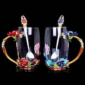 New Best-selling Exquisite Enamel Crystal Flower Tea Cup Rose Blue Demon Couple Drinking Cup High-grade Cup 
New Best-selling Exquisite Enamel Crystal Flower Tea Cup Rose Blue Demon Couple Drinking Cup High-grade Cup