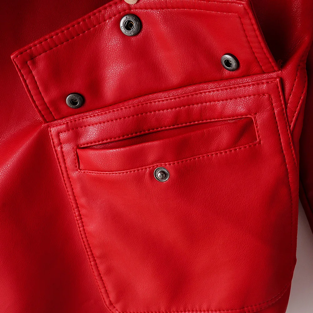 Black Red Women Faux Leather Jacket Pu Motorcycle Biker Coat Turn Down Collar Soft Faux Ladies Punk Outerwear Loose Streetwear