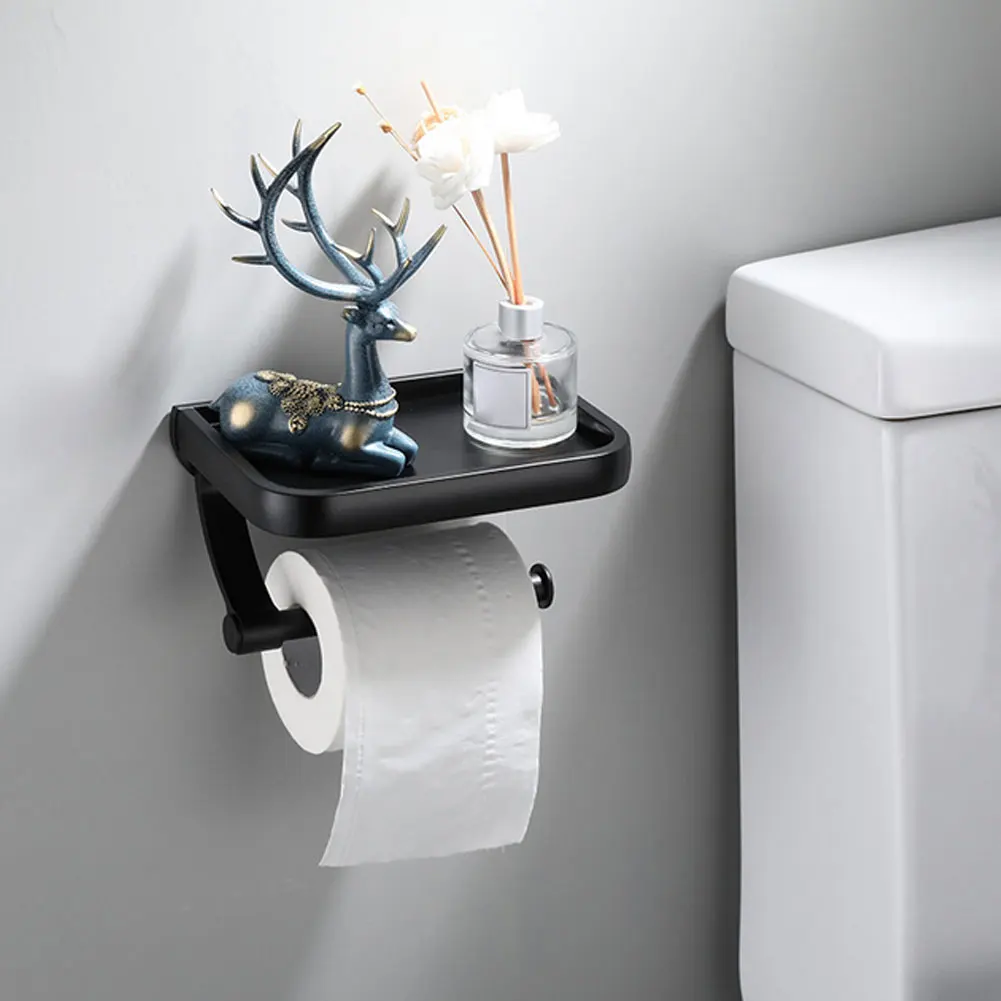 Toilet Paper Holder Tissue Paper Wall Mounted Black Holder With Phone Storage Shelf Bathroom Paper Towel Holder Wc Accessories
Toilet Paper Holder Tissue Paper Wall Mounted Black Holder With Phone Storage Shelf Bathroom Paper Towel Holder Wc Accessories