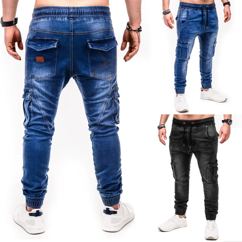 Men's casual sports pants, drawstring trousers, jeans, stretch slim fit, lace-up jeans, casual jogging jeans
Men's casual sports pants, drawstring trousers, jeans, stretch slim fit, lace-up jeans, casual jogging jeans