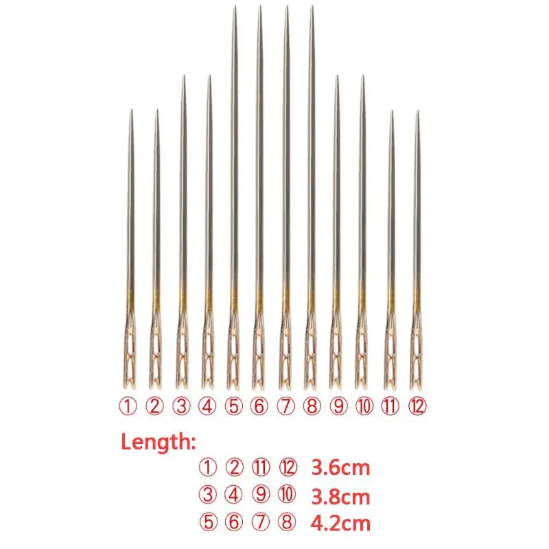 12PCS Silver Gold Tail Darning Needles Metal Sewing Needle Kit for Elderly Blind Y1QB
12PCS Silver Gold Tail Darning Needles Metal Sewing Needle Kit for Elderly Blind Y1QB