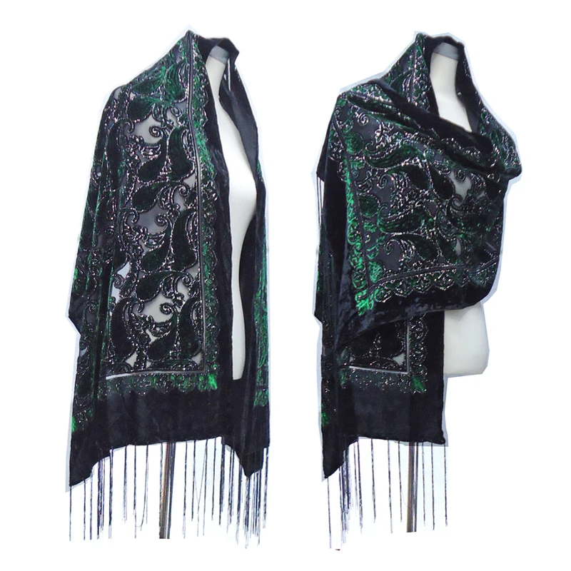 

NEW 2021 Winter Scarves For Women 175*50 cm Velvet Shawls Glitter Cashew Wraps Lady Pashmina Blanket Headband Black Hijabs